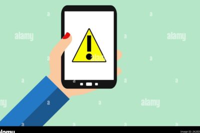 imagen de portada smartphone con un icono de prohibido y un fondo borroso de llamadas telefonicas