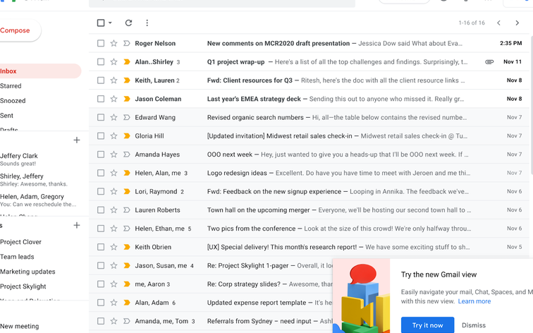 interfaz de gmail
