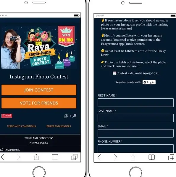 pantalla de registro de instagram