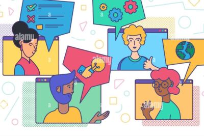 una imagen de portada que muestre a un equipo de trabajo reunido y activo en una videoconferencia
